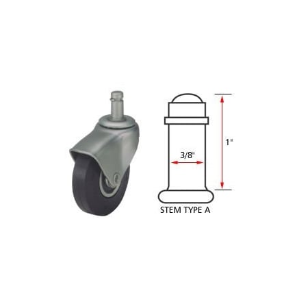 Algood Algood Hooded Type Series Chair Caster with Soft Rubber Wheel S722375SX12SR - Stem Type A S722375SX12SR